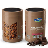 Oppenheimer USA Dark Chocolate Chips Granola - 11 oz Canister - 100% Vegan, Plant Based Crunch Cereal & Yogurt Topper - Kosher, Source of Fiber, No