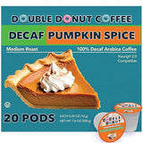 Double Donut Coffee Medium Roast Decaf Coffee Pods, Pumpkin Spice Flavored, for Keurig K-Cup Machines, 20 Single-Serve Capsules per Box