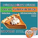 Double Donut Coffee Medium Roast Decaf Coffee Pods, Pumpkin Spice Flavored, for Keurig K-Cup Machines, 20 Single-Serve Capsules per Box
