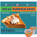 Double Donut Coffee Medium Roast Decaf Coffee Pods, Pumpkin Spice Flavored, for Keurig K-Cup Machines, 20 Single-Serve Capsules per Box