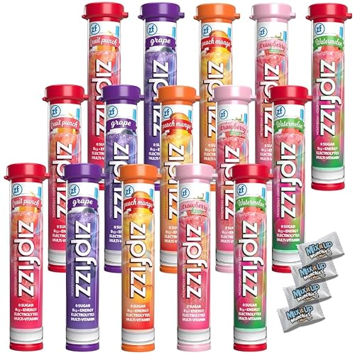 Zipp Hydration Variety Pack - 5 Top Flavors 15 Tubes - Sugar Free Electrolytes Powder Packets for Instant Hydration, Travel Essentials + 4 MIMM MInts