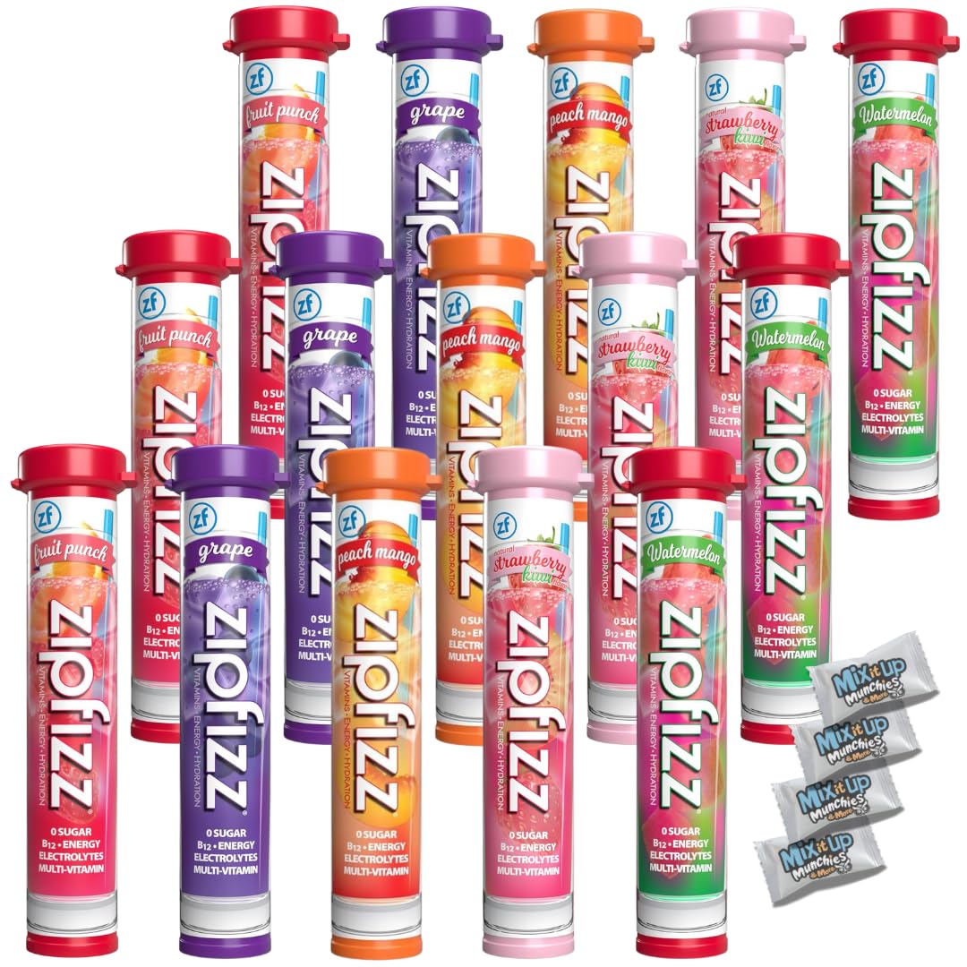 Zipp Hydration Variety Pack - 5 Top Flavors 15 Tubes - Sugar Free Electrolytes Powder Packets for Instant Hydration, Travel Essentials + 4 MIMM MInts