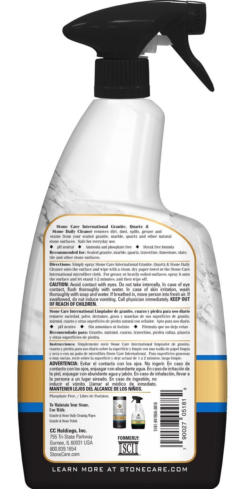 Stone Care International Granite Stone Cleaner and Polish Combo for Granite Marble Soapstone Quartz Quartzite Slate Limestone Corian Laminate Tile