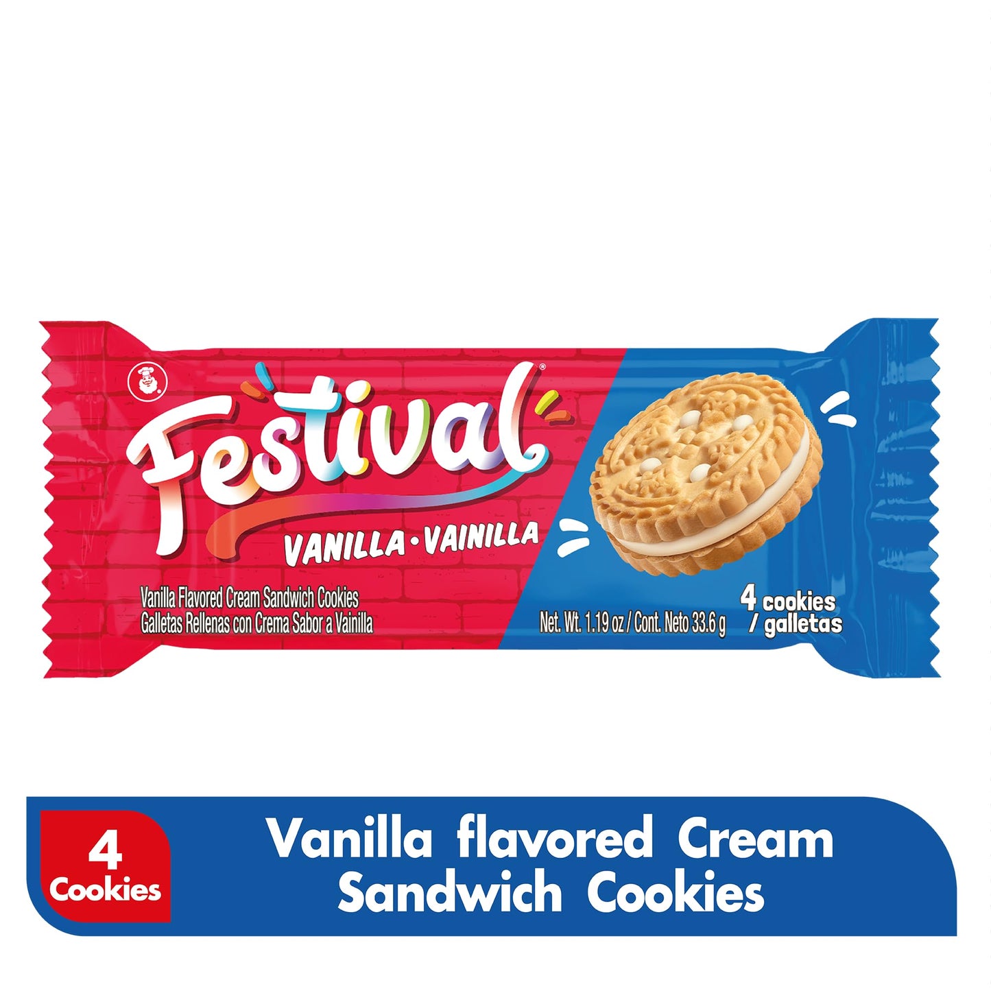 Festival Vanilla Cookies, Vanilla Cream Sandwich, 14.22 oz (Pack of 3)