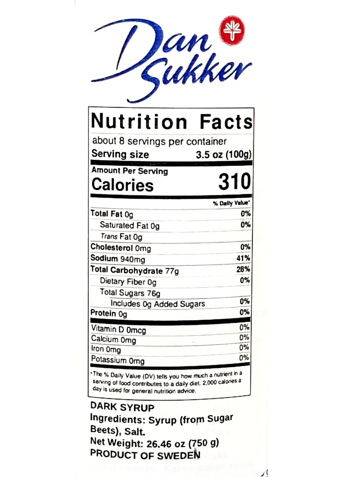 Swedish Dark Baking Syrup - Dan Sukker (2-Pack)