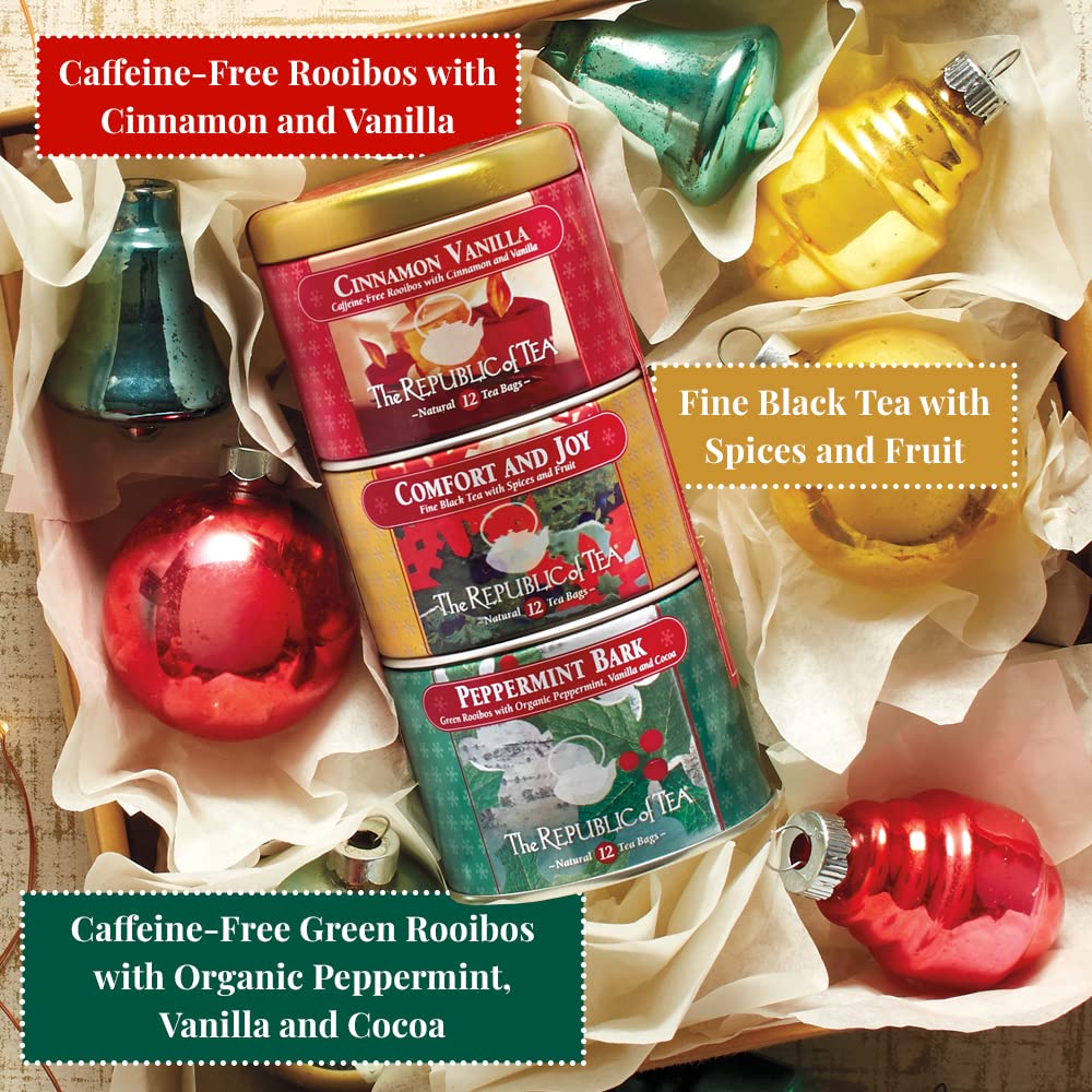 The Republic of Tea - Holiday Stackable Tea Tin, Seasonal Assortment, 36 Tea Bags