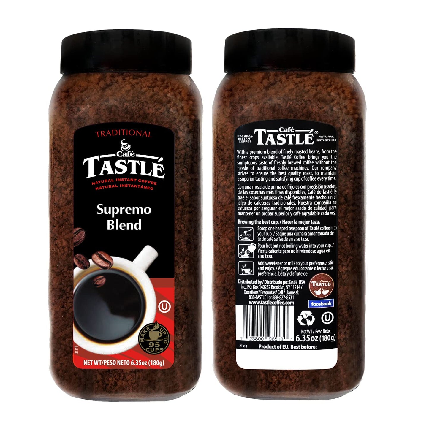 Café Tastlé Supremo Blend, Solo Delight, Microground 3 Jars of 6.35oz (19.05 Oz)