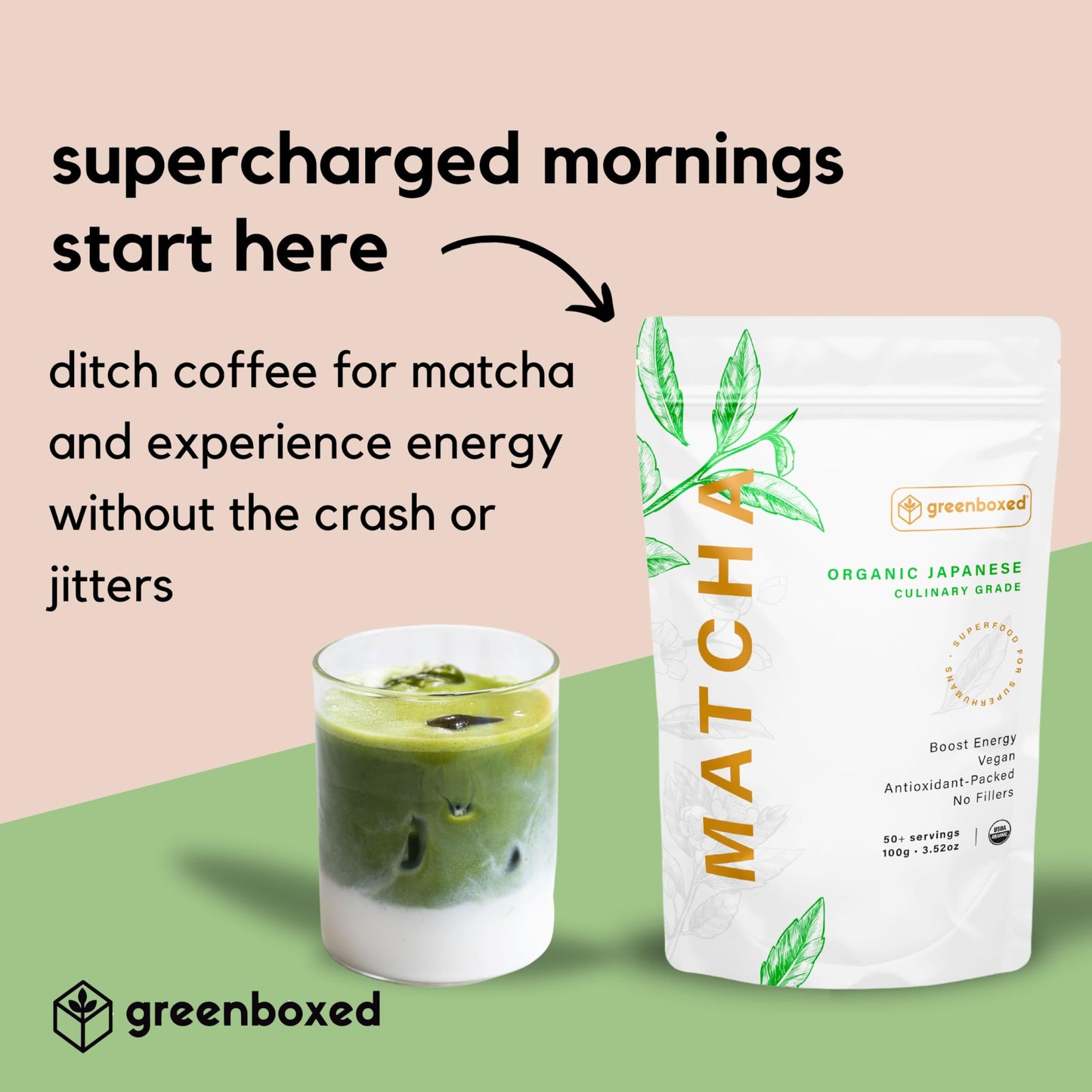 Greenboxed Matcha Powder, Pure Organic Matcha Powder from Japan, Sugar-Free Green Tea for Baking, Smoothies, Drinks, Uji Japanese Origin (Culinary