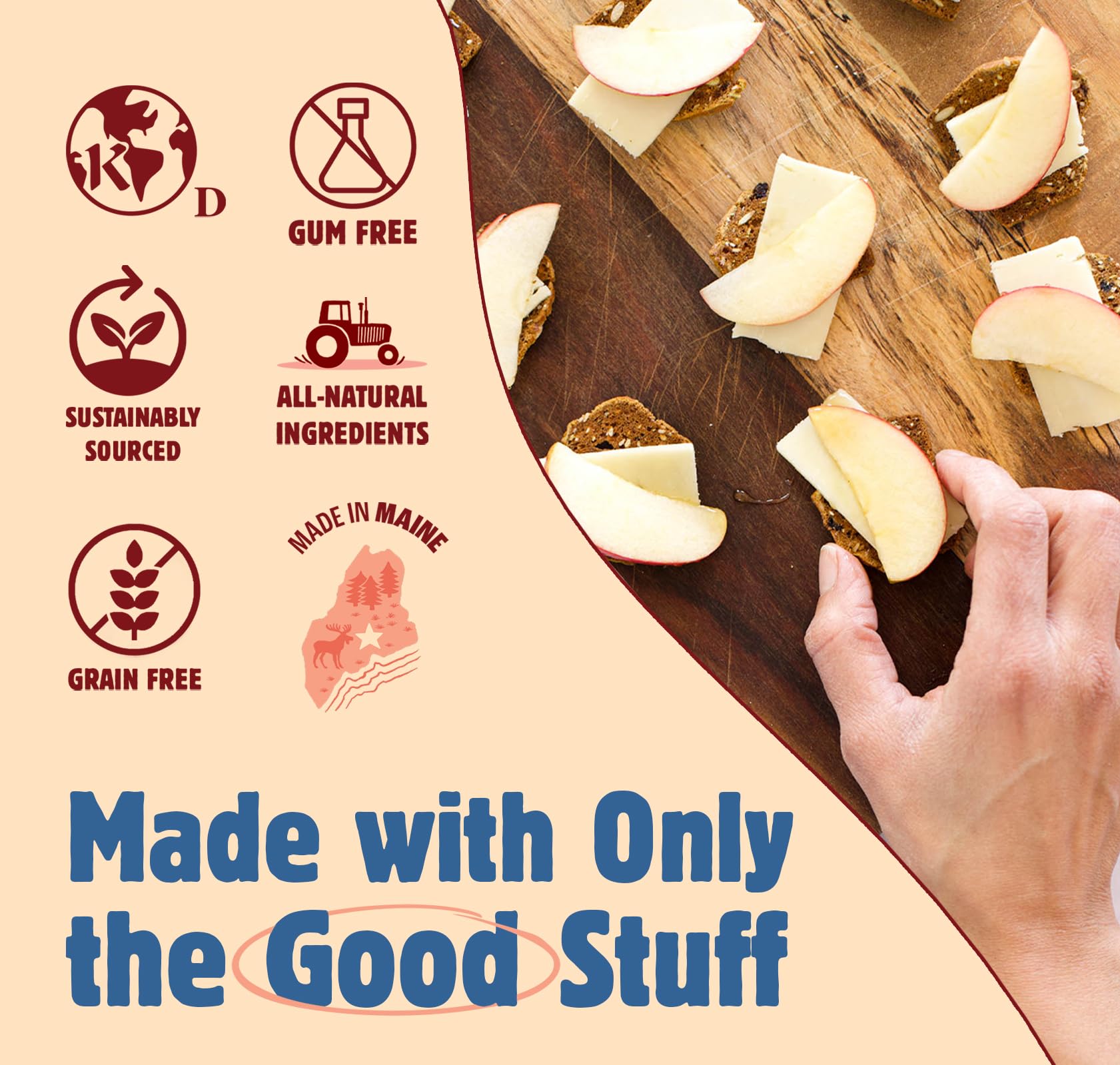 Maine Crisp Wild Blueberry Crisps - Gluten-Free Crackers With Blueberries, California Walnuts & Rosemary - Delicious Snack Crackers for Cheese Board