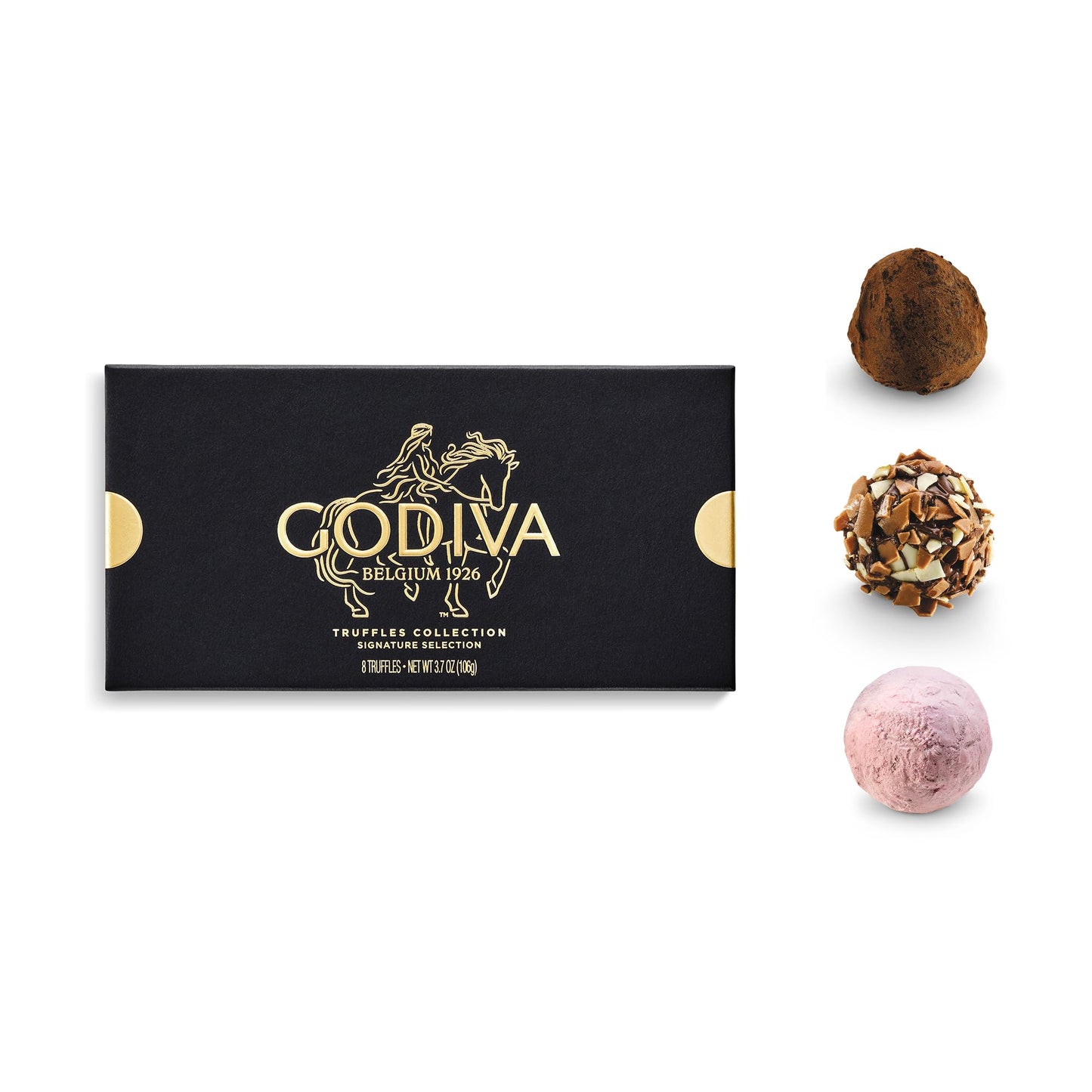Godiva Signature Truffle Gift Box, Belgian Dark and Milk Chocolates with Ganache Center, Gourmet Gift for Birthdays, Holidays, Kosher, 8 Pc