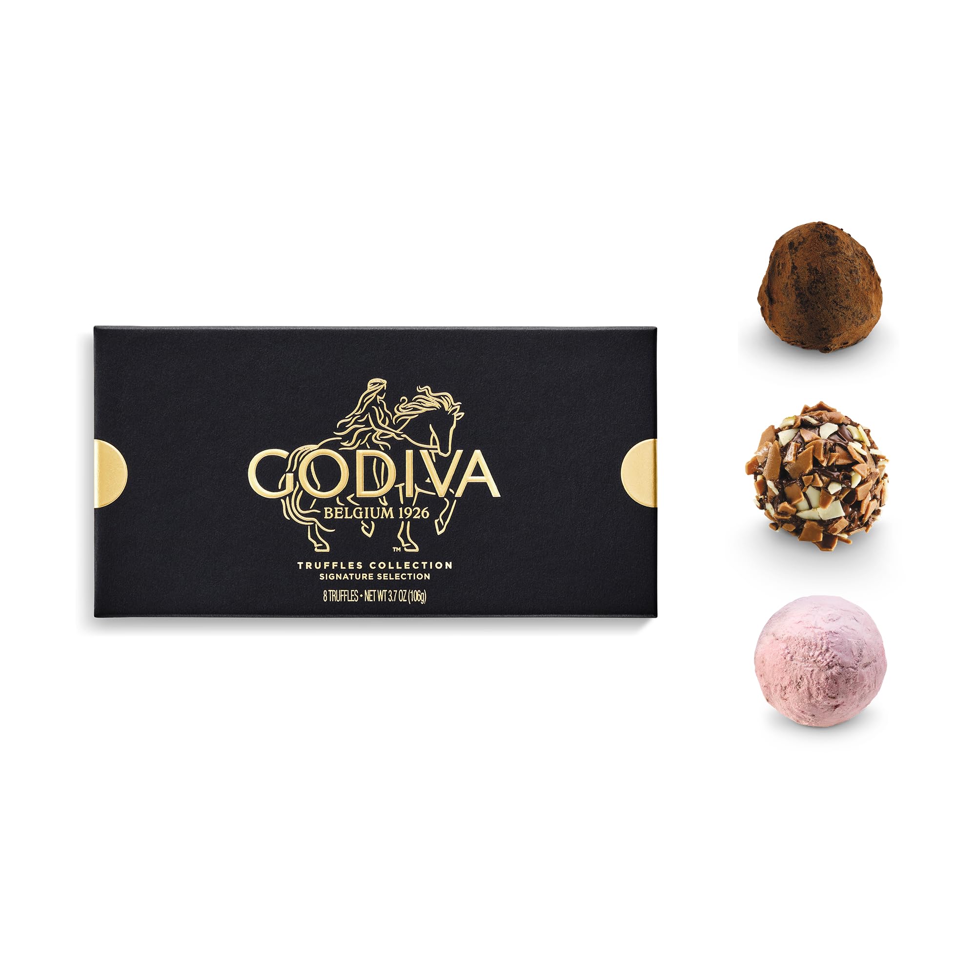 Godiva Signature Truffle Gift Box, Belgian Dark and Milk Chocolates with Ganache Center, Gourmet Gift for Birthdays, Holidays, Kosher, 8 Pc