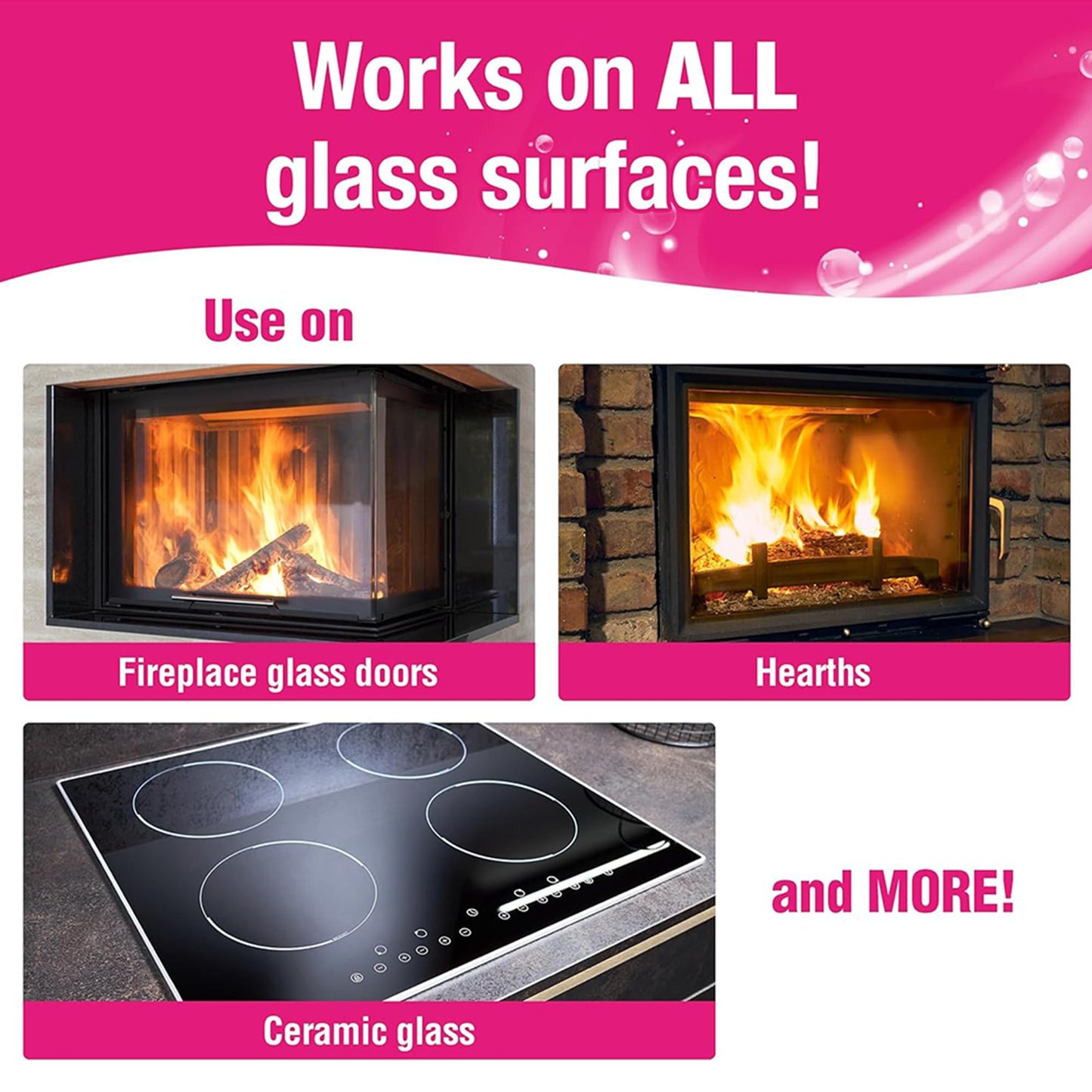 Quick N Brite Fireplace Glass Cleaner Kit with Cloth and Sponge, Removes Soot, Smoke, Creosote, and more, 16 oz, 1-Pack