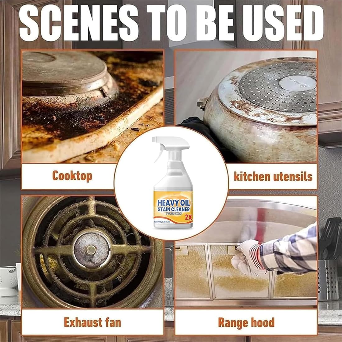Yiushing Heavy Duty Degreaser Cleaner Spray, All Purpose Cleaning Agent, Powerful Clean Stains Spray (1Pcs)