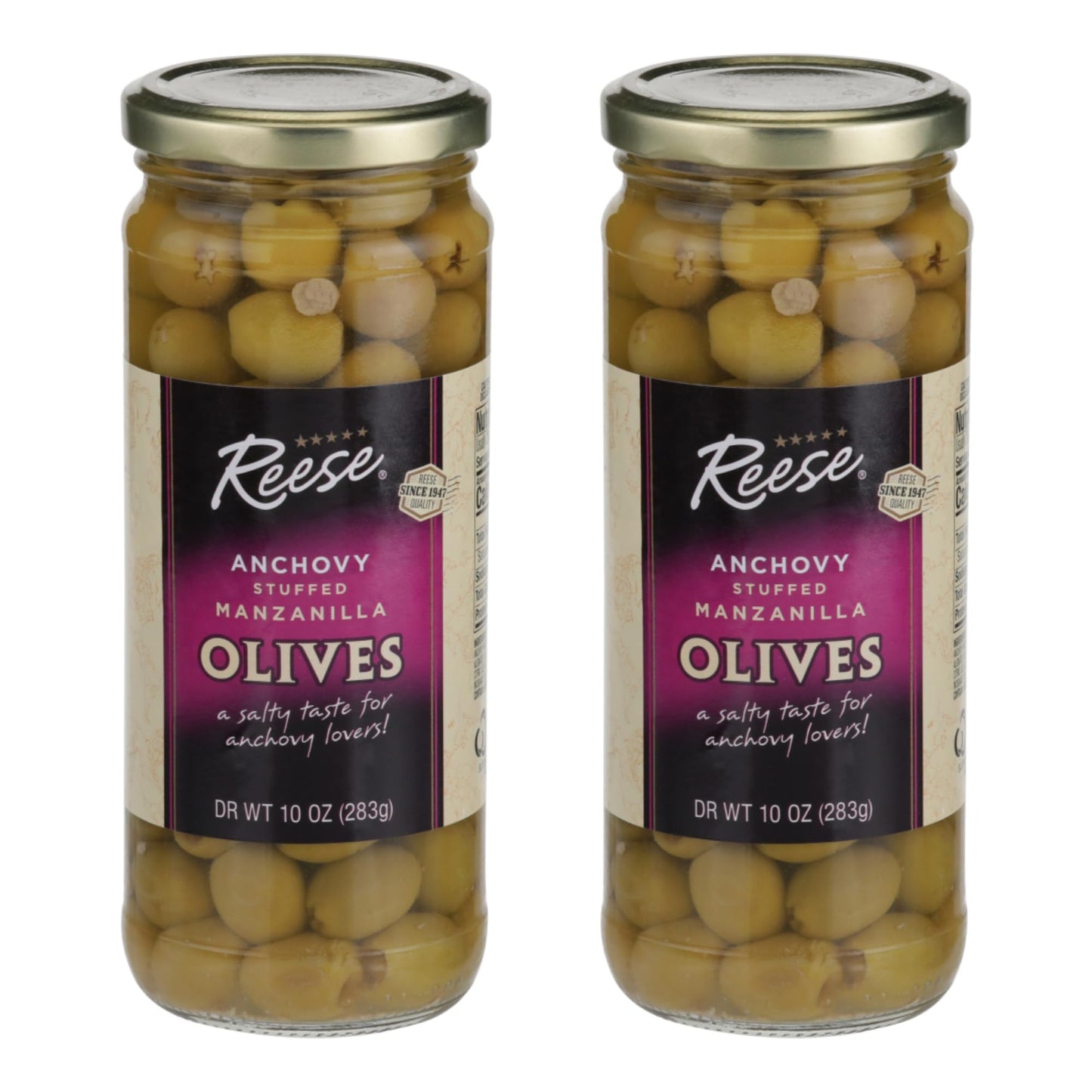 Reese Anchovy Stuffed Thrown Olives, 10-Ounces (Pack of 2)