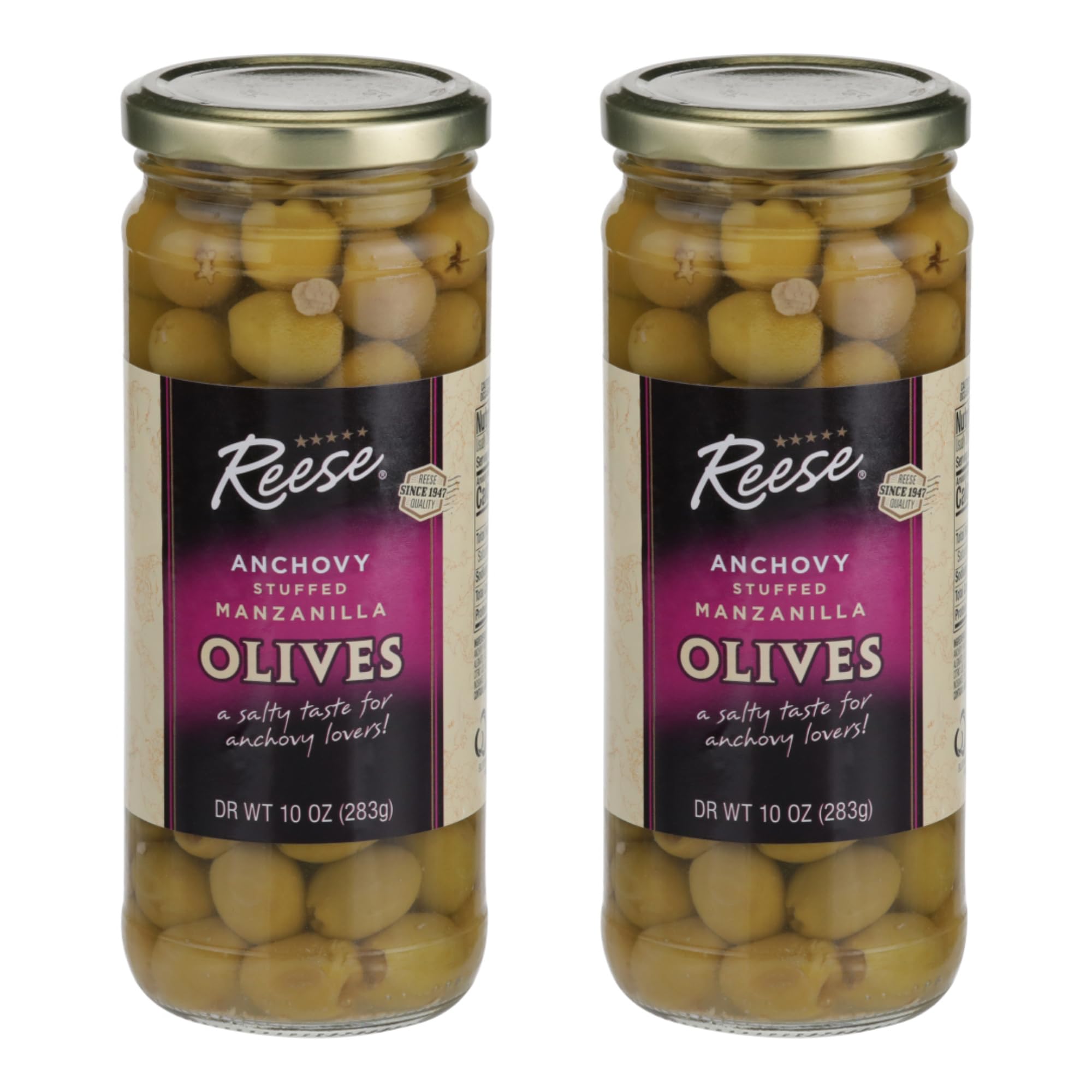 Reese Anchovy Stuffed Thrown Olives, 10-Ounces (Pack of 2)