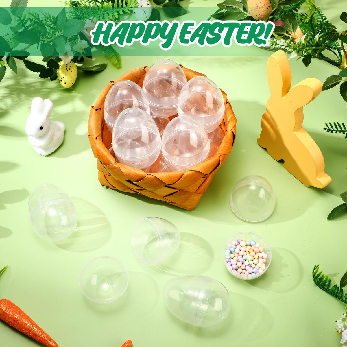 Silipull 36 Pack 3.1 Inch Jumbo Empty Plastic Eggs, Fillable Eggs for Egg Hunts, Candy Basket Stuffers, Party Favors, DIY Crafts(Clear)