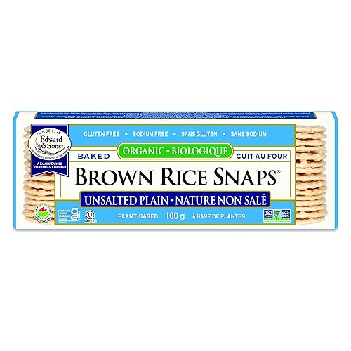 Edward & Sons Organic Unsalted Plain Brown Rice Snaps - Oven Baked, Whole Grain, Gluten Free, No Added Oils, Non-GMO Project Verified, USDA Organic