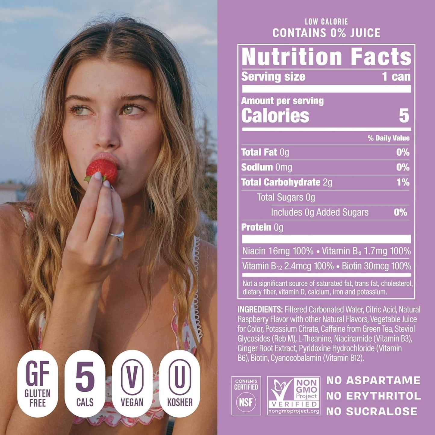 GORGIE Sugar Free Natural Energy Drinks, Wild Berry 12 Fz - Healthy Energy Drinks - Natural Coffee Replacement with Green Tea Caffeine and Biotin