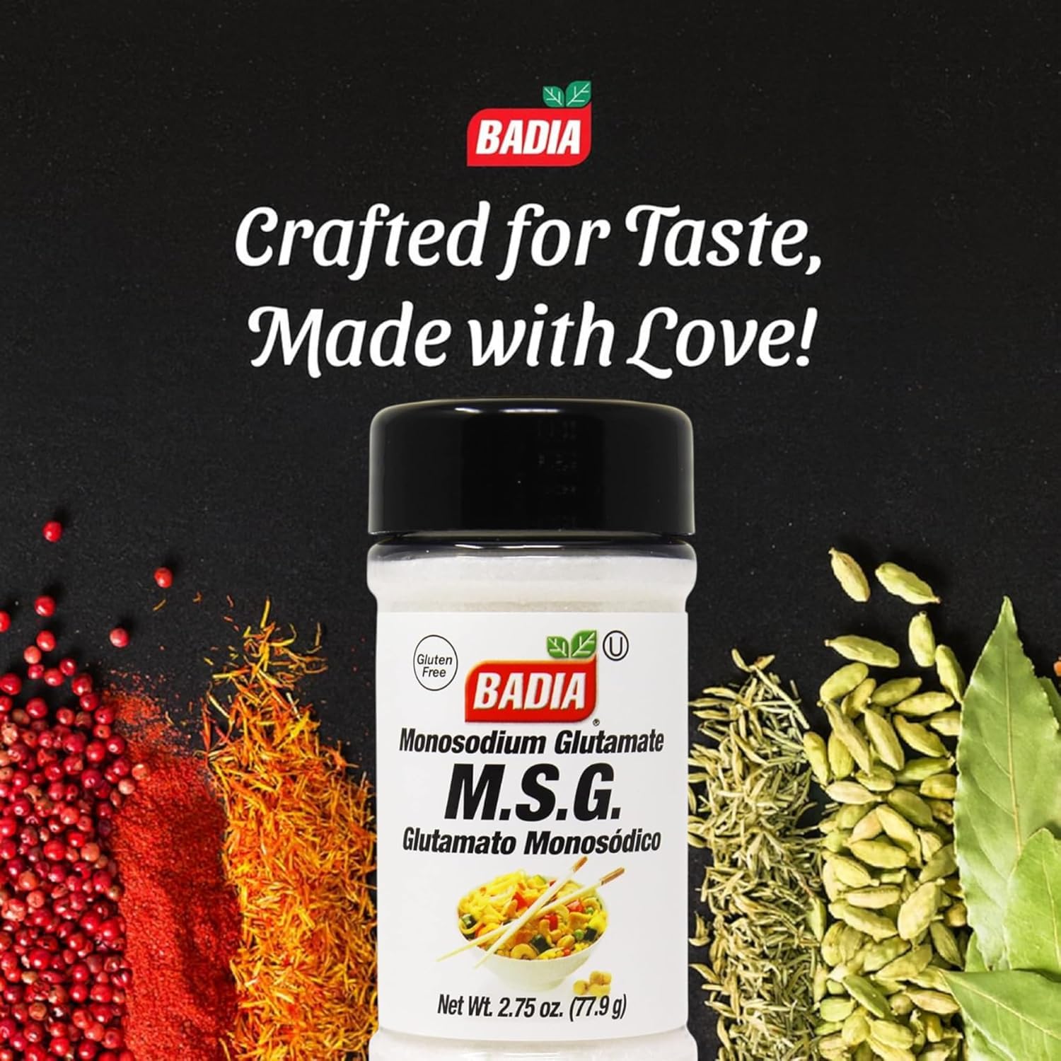 Badia MSG Seasoning, 2.75 oz - Monosodium Glutamate, Flavor Enhancer for Beef, Poultry, Stir-Fries, Vegetables