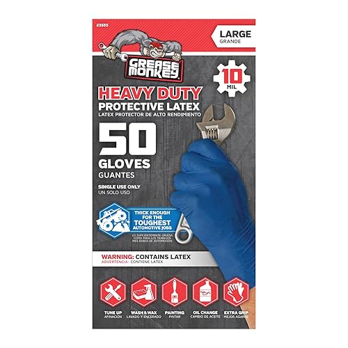 Grease Monkey Disposable Latex Gloves (Large-Tall) - Pack of 50 Blue