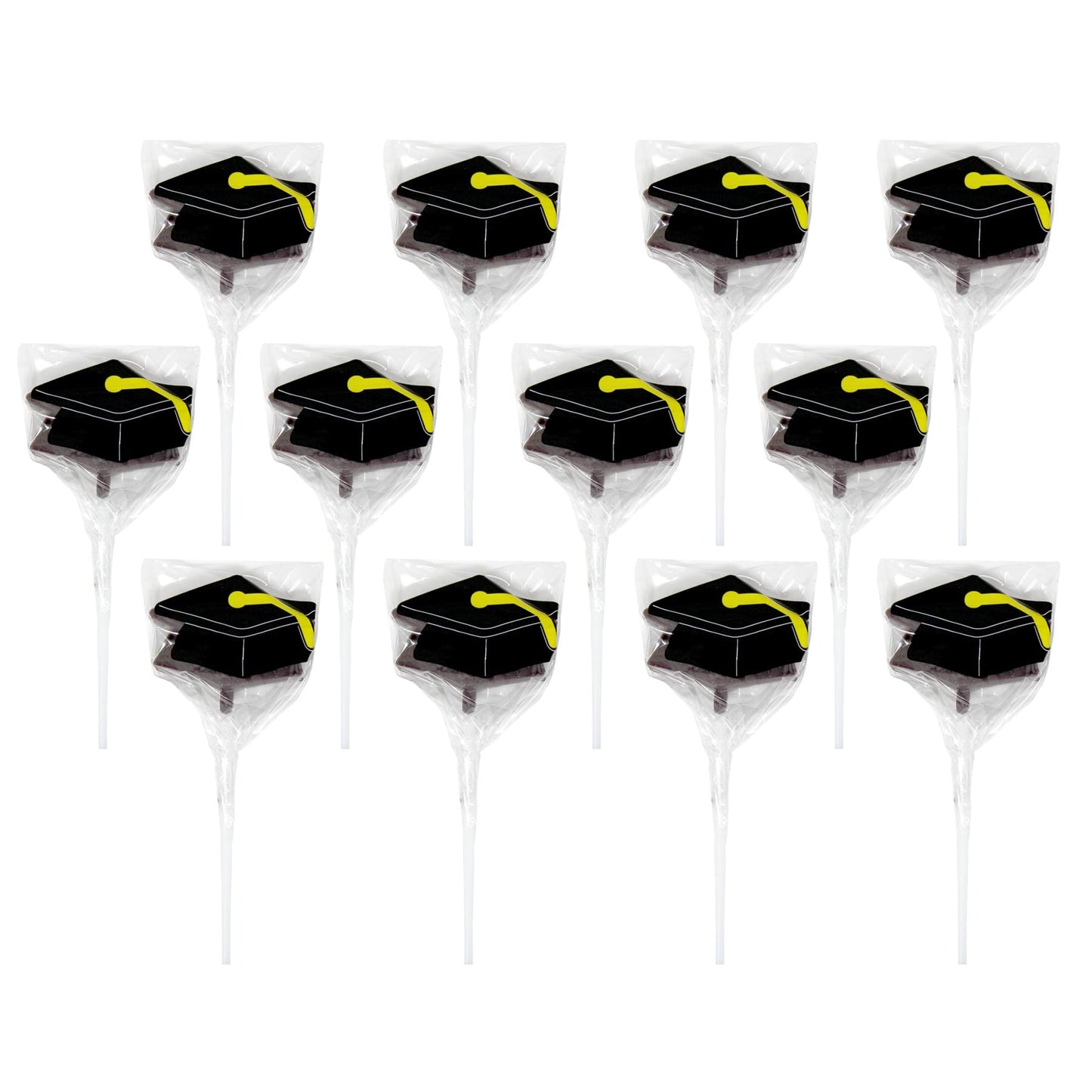 Graduation Hat Lollipops - Grad Party Suckers - Graduation Party Favors - 12 Individually Wrapped Graduation Candy Pops - Graduation Decorations