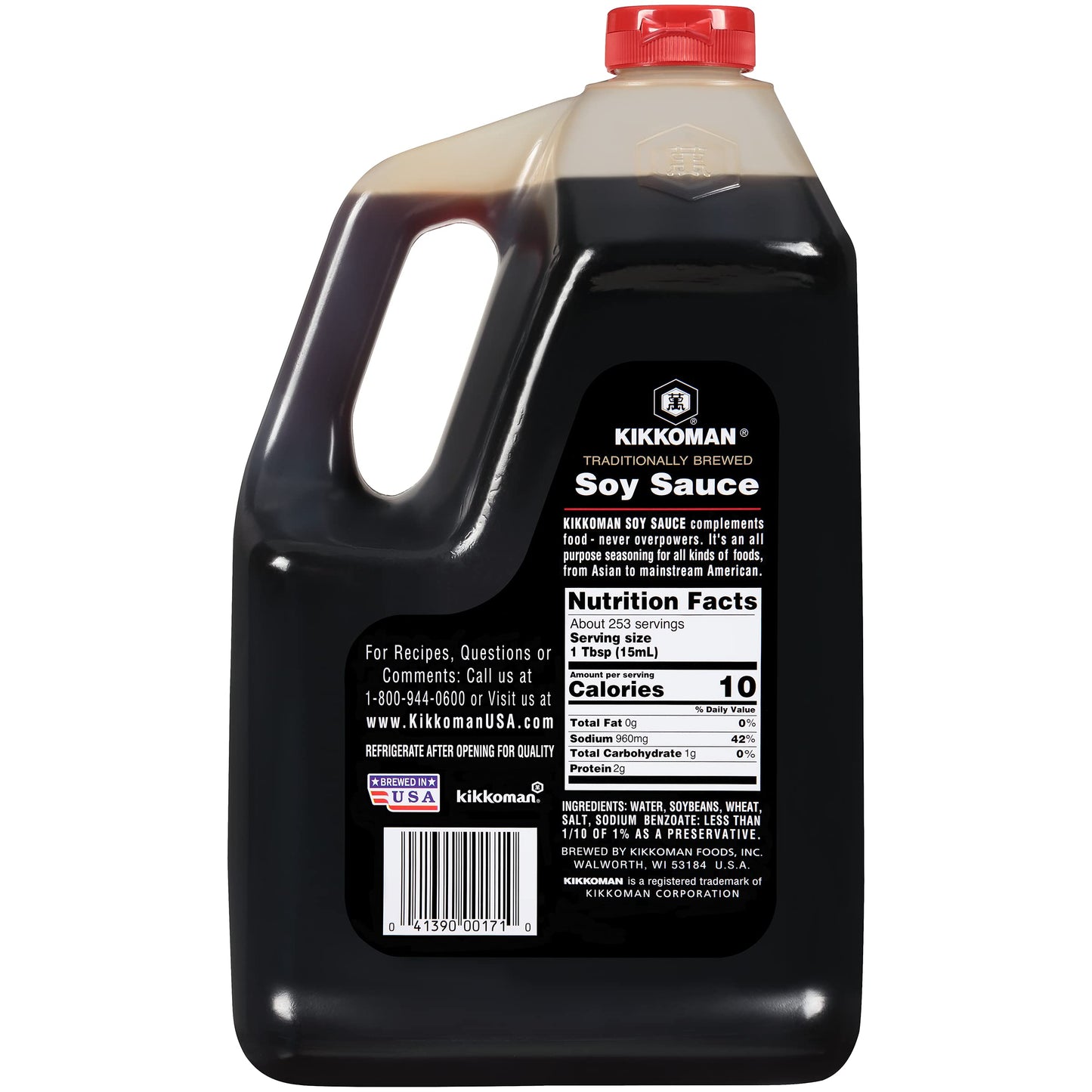 Kikkoman - Traditionally Brewed Soy Sauce, All Purpose Seasoning - 1 Gallon (Pack of 1)