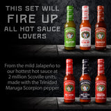 Melinda’s Pepper Sauce Challenge Collection - Extra Spicy Gourmet Hot Sauce Gift Set - Includes Jalapeño, Extra Hot Habanero, Chipotle, Red Savina