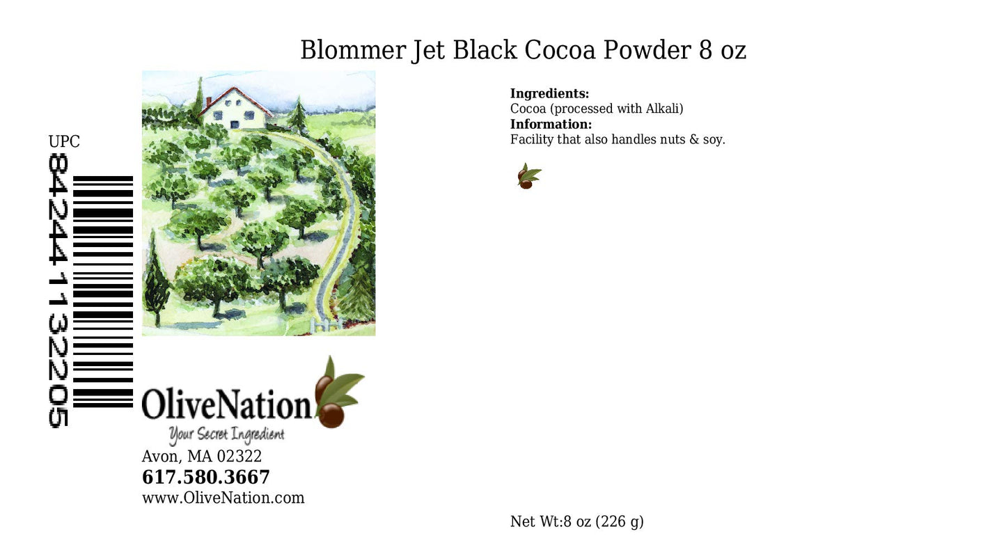 Blommer Jet Black Cocoa Powder from OliveNation, Dark Dutch Cocoa for Baking & Decorating - 8 oz_AB