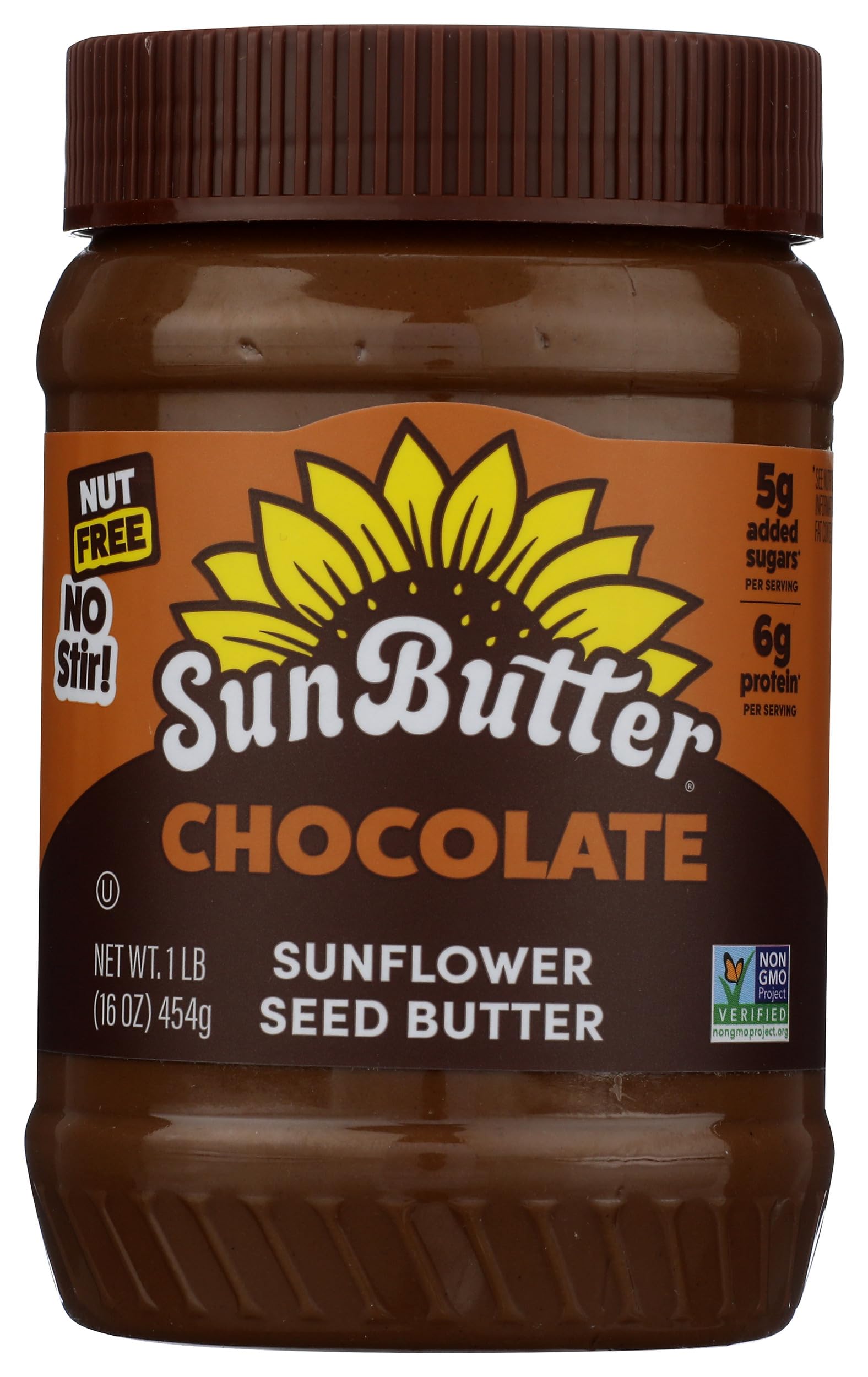 SunButter Chocolate Sunflower Seed Butter, 16 oz Nut-Free Spread with 7g Plant-Based Protein, Roasted Rich & Savory Flavor, Smooth Texture | Vegan