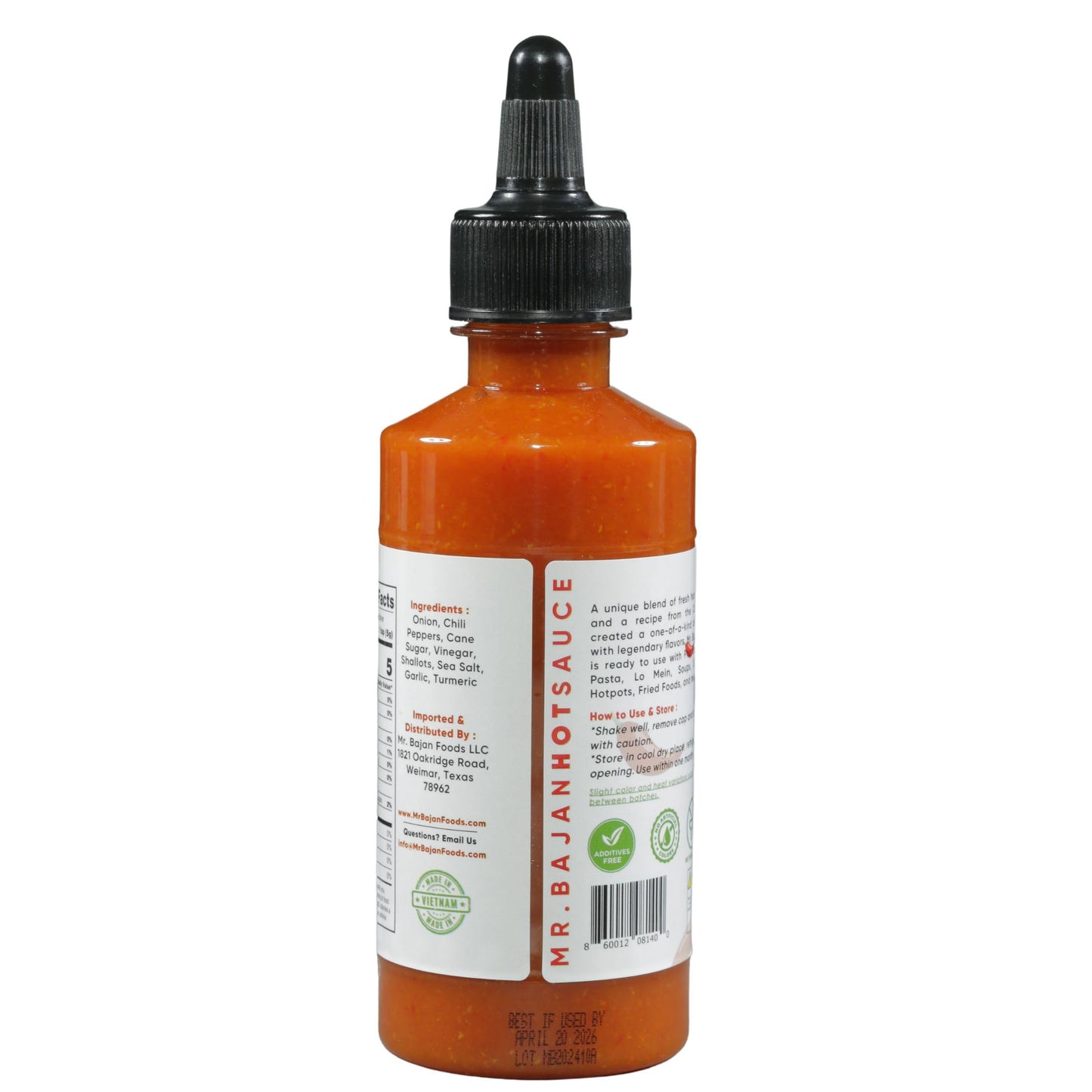 Mr. Bajan Caribbean Vietnamese Hot Sauce Level 1, All Natural, Vegan, Additive Free
