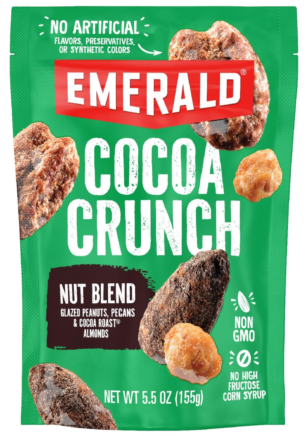 Emerald Nuts Chocolate Peanut Crunch Mixed Nuts (1-Pack) | Features Cocoa Roasted Almonds, Kettle Glazed Pecans, Kettle Glazed Peanuts | 5.5 Oz