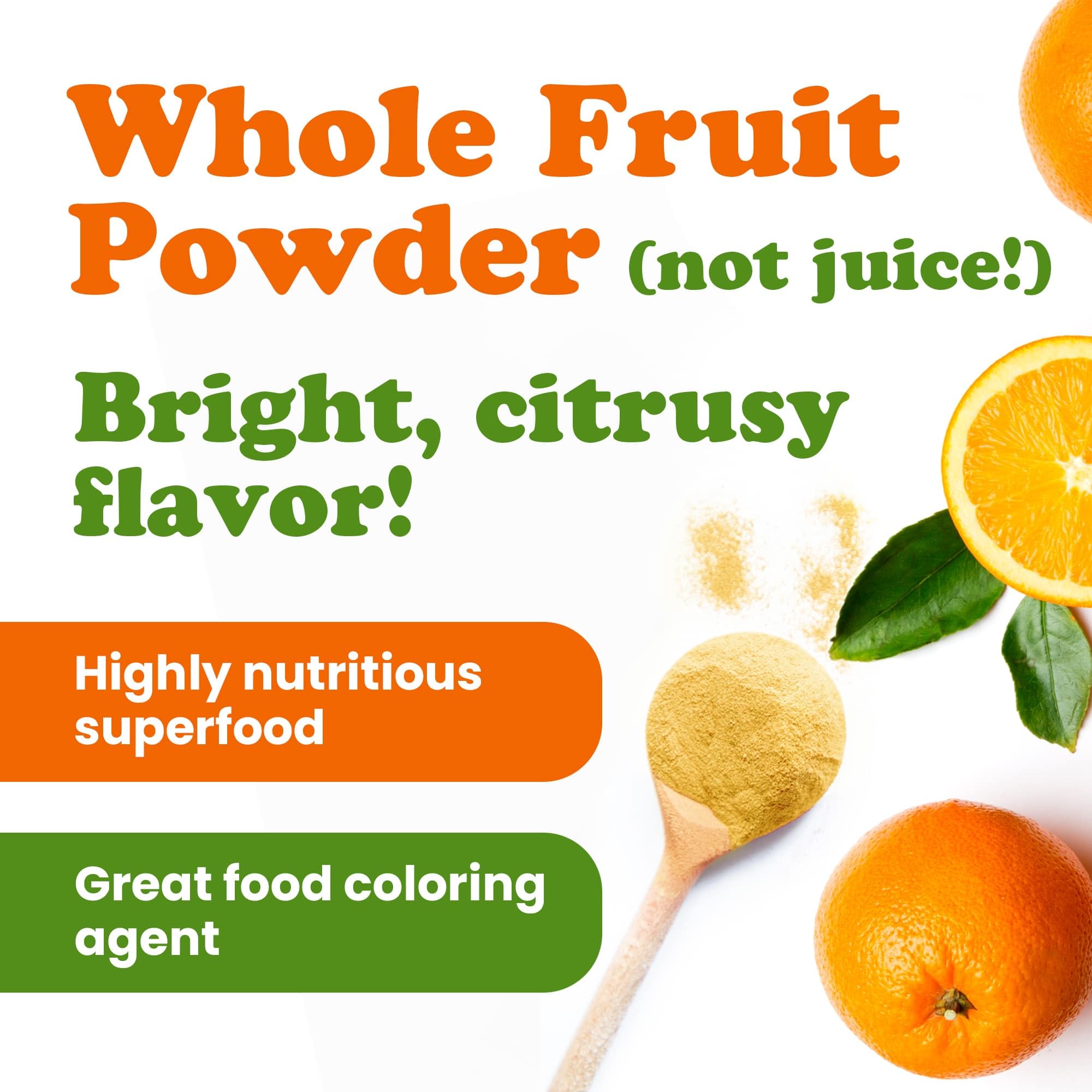 Food to Live Orange Powder, 12 Ounces - Made from Raw Dried Citrus Fruit, Unsulfured, Vegan, Bulk, Great for Baking, Juices, Yogurts & Instant