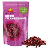 Amrita Dried Cranberries 1 lb | Sweetened with Apple Juice, Unsulfured, Gluten Free, non-GMO, No Preservatives | Packed Fresh in Resealable Bags |