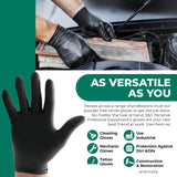 S&G Black Nitrile Gloves | 100 Pcs | Large | 6 Mil Heavy-Duty Latex & Powder Free - For Cleaning, Construction, Mechanic, Food Prep