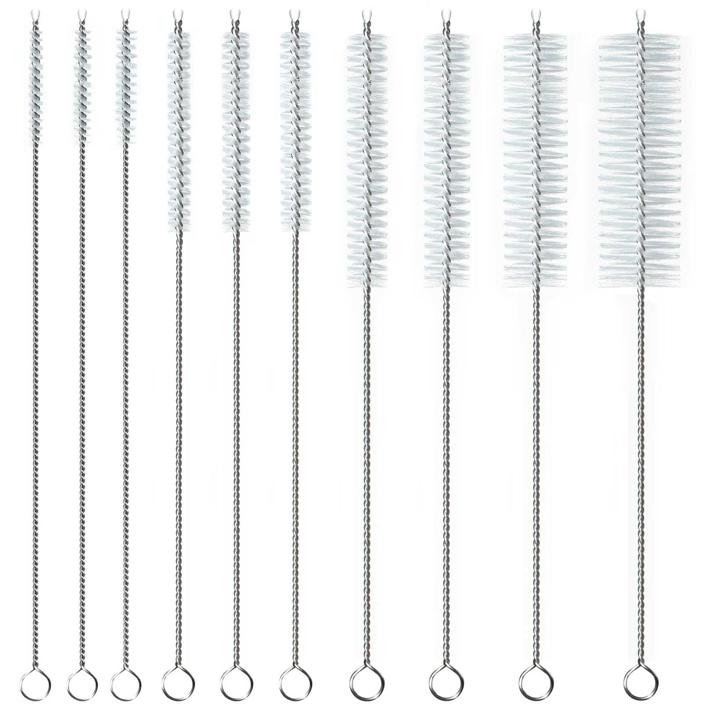 Straw Cleaner Brush, Reusable Metal Handles Straw Cleaning Brush Extra Long for Mug 40, 30, 20 oz, 10mm 15mm Wide for Sippy Cup, Water Bottle