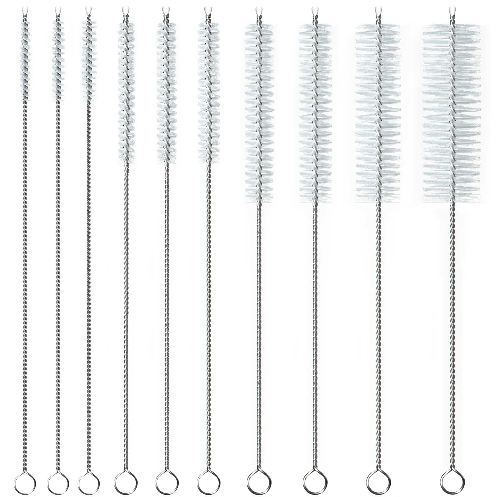 Straw Cleaner Brush, Reusable Metal Handles Straw Cleaning Brush Extra Long for Mug 40, 30, 20 oz, 10mm 15mm Wide for Sippy Cup, Water Bottle