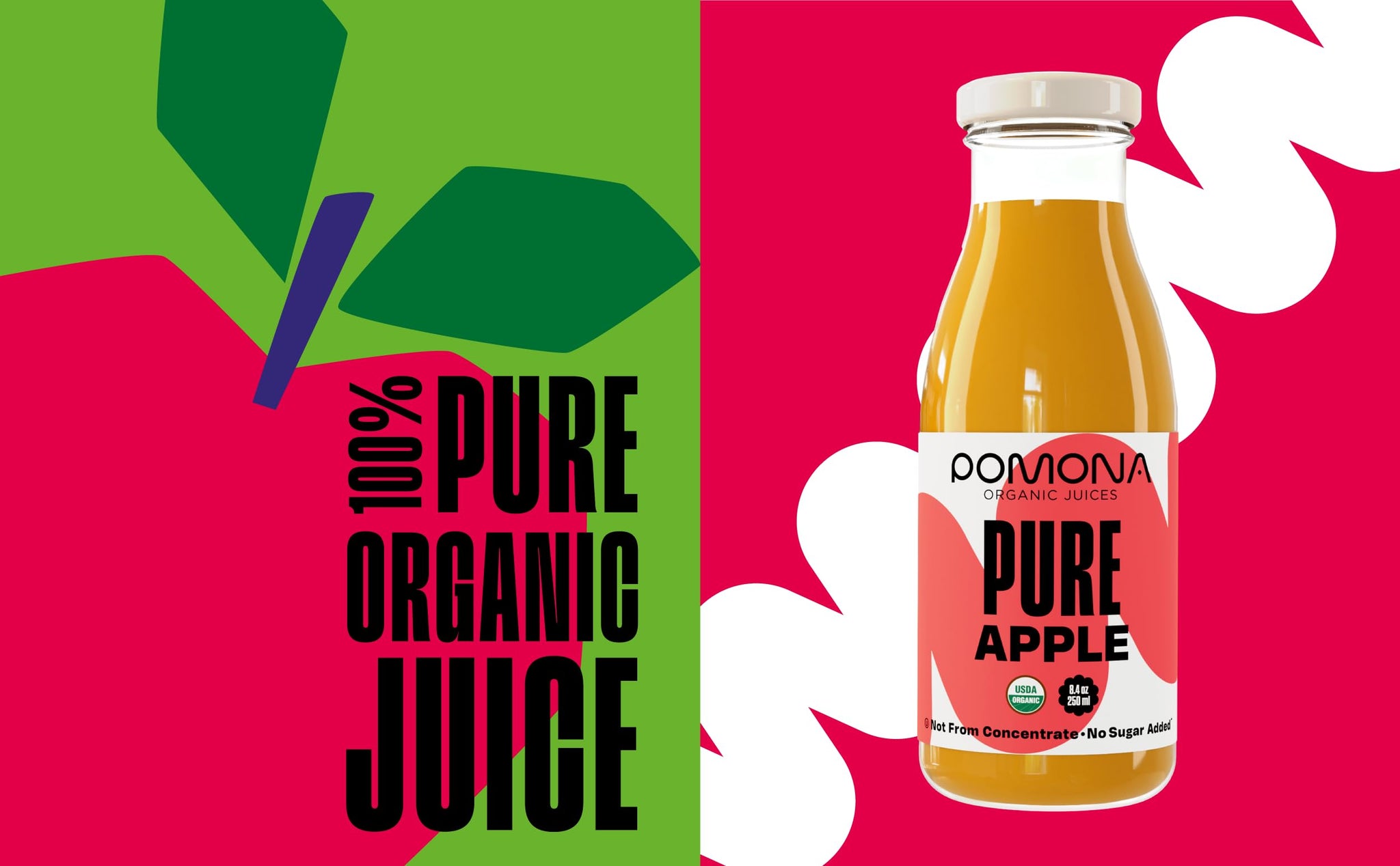 Pomona Organic Apple Juice (Pack of 12), Cold Pressed USDA Organic Juices, Apples And Lemon Juice, No Added Sugar, Not From Concentrate, Vegan