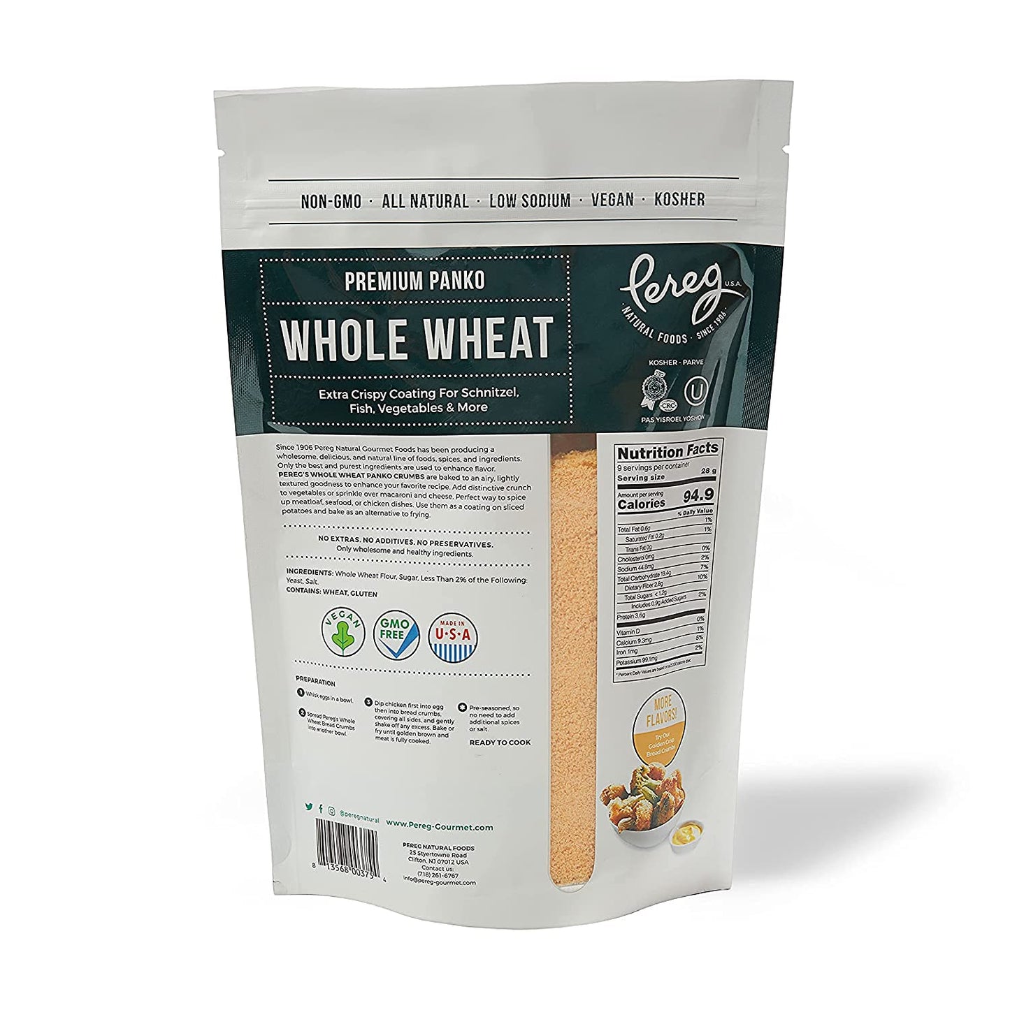Bread Crumbs - Whole Wheat Premium Panko (6-9 Oz/Bag x 6 Pack) - Natural Grocery & Gourmet Foods - Low Sodium, Vegan, Kosher Certified & Non GMO