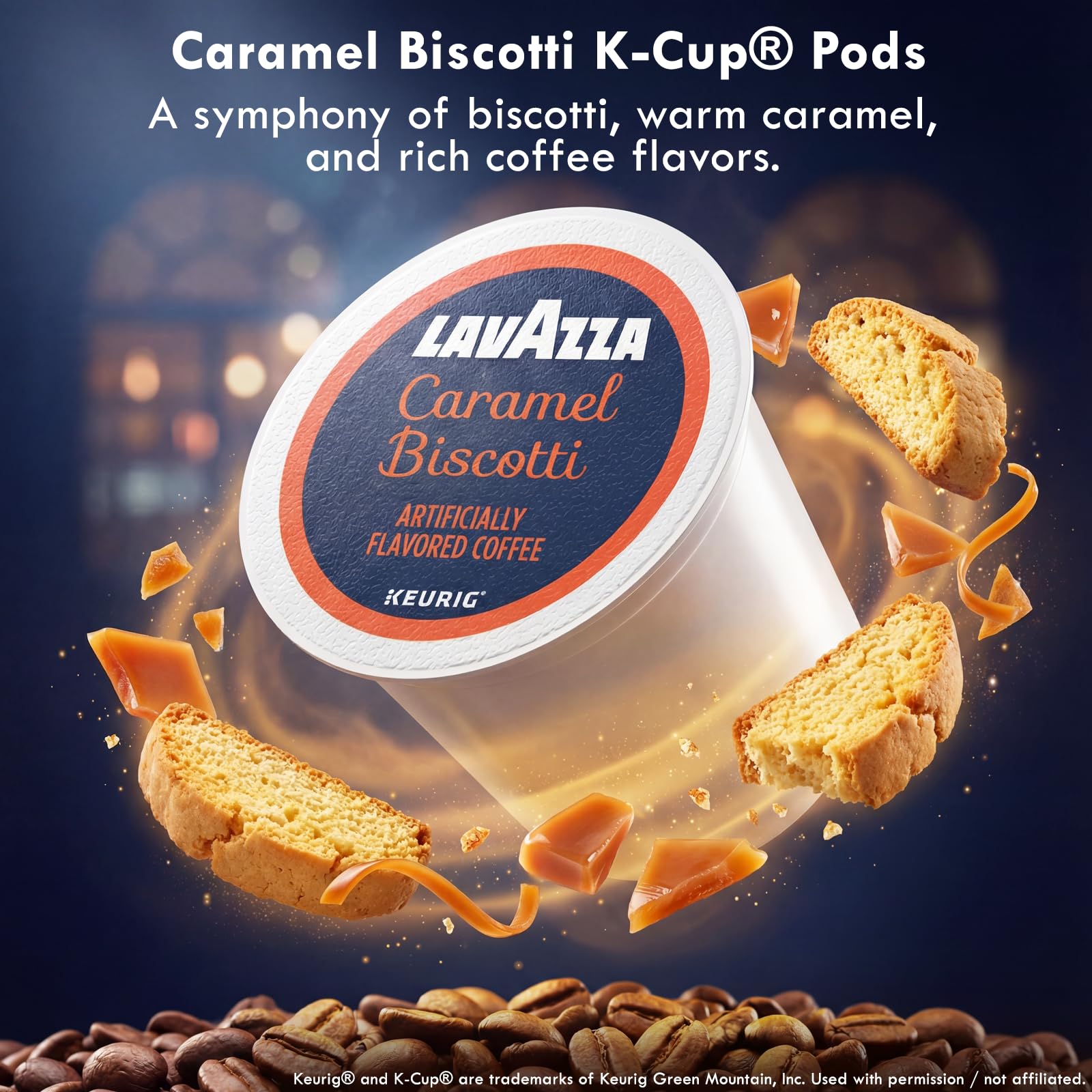 Lavazza Flavored K-Cup Coffee Pods Variety Pack for Keurig - Dessert Inspired Tiramisu & Caramel Biscotti, Light-Medium Roast, 40 Count (Pack of 2)