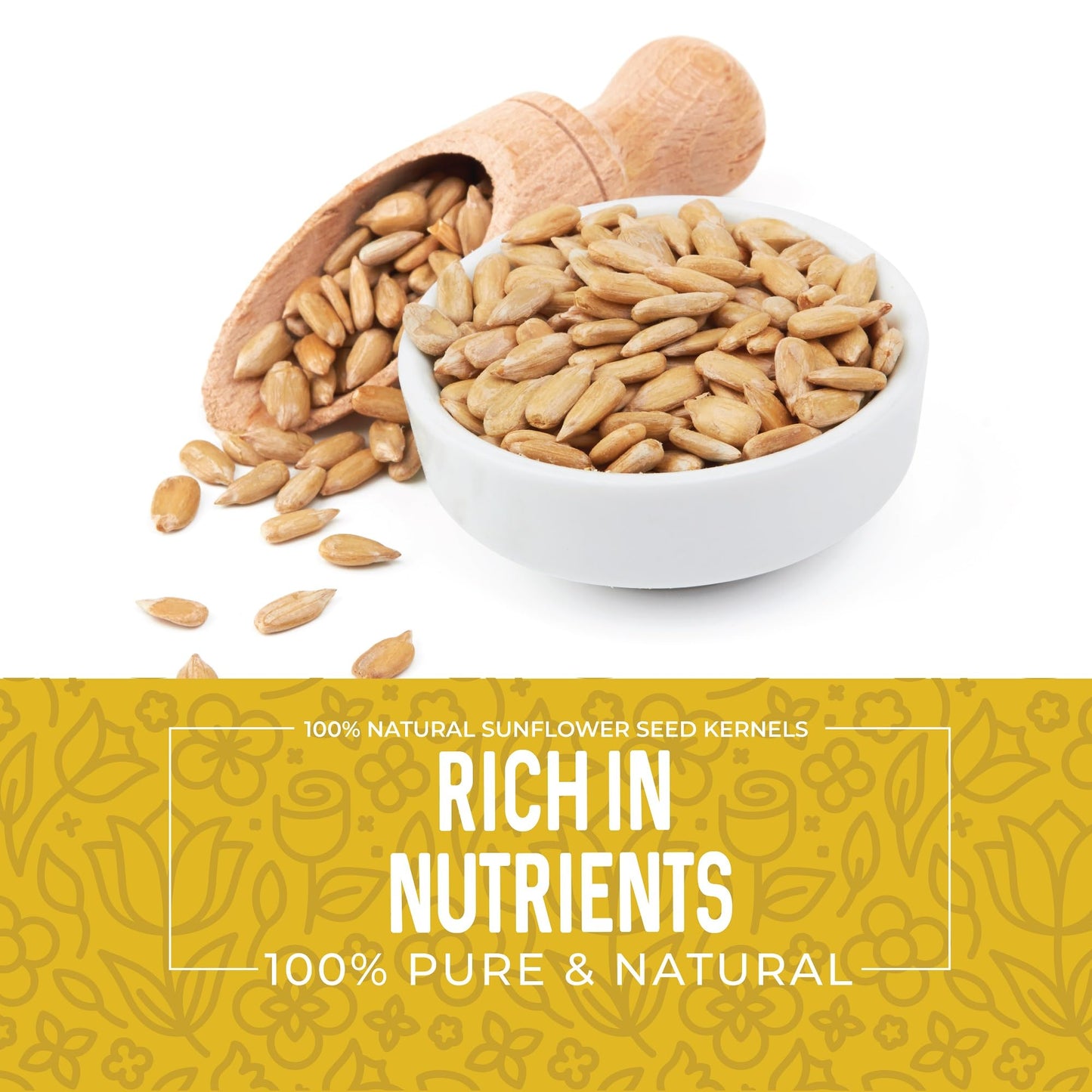 Sunflower Seeds Raw 2lbs - Unsalted Sunflower Seeds to Eat - Shelled Sunflower Seeds Bulk - Sun Flower Seeds for Eating - Sunflower Kernels - Raw