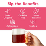 Big Heart Tea Co. Tea Bags - Blushing Pink Hibiscus - Certified Organic, Naturally Sweet Ayurvedic Herbal Decaf Tea with Small Batch Ground Herbs