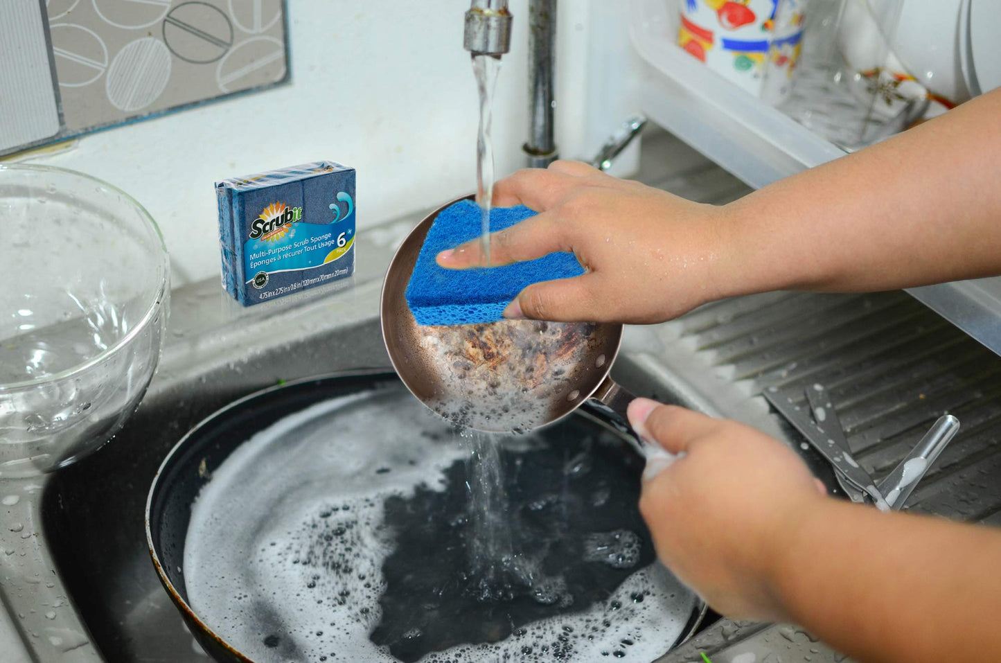 Scrubit Non-Scratch Cleaning Scrub Sponges- Scrubbing Dish Sponge Ideal for Washing Kitchen,Dishes, Bathroom &More - Dishwashing Sponge Along with A