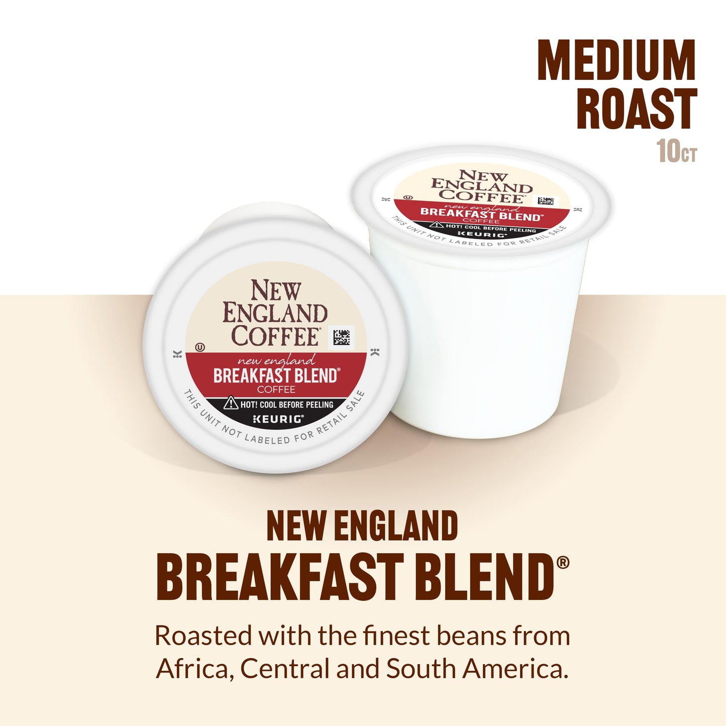 New England Coffee Single Serve Pods, Breakfast Blend Medium Roast 10 Count (Pack of 1)
