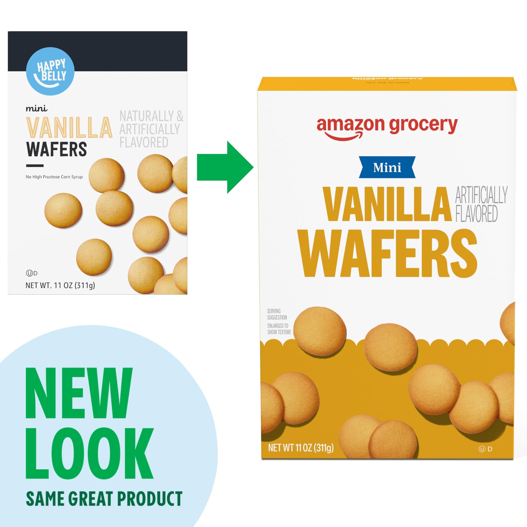 Amazon Grocery, Mini Vanilla Wafers, 11 Oz