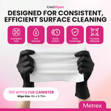 Metrex - CaviWipes 2.0 Disinfecting Wipes for Healthcare, Dental & Clinical Use - Manual Pull, Pre-Moistened, Non-Sterile, Disposable 6" x 6.75" - 160