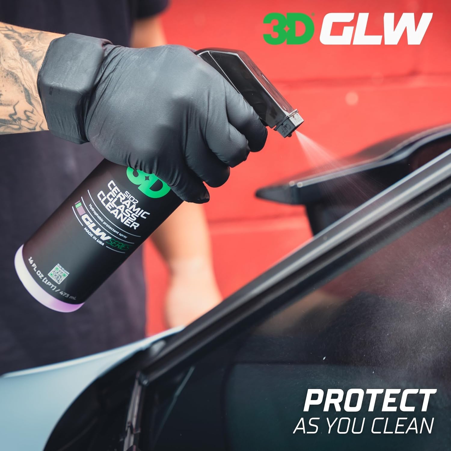 3D SiO2 Ceramic Glass Cleaner, GLW Series | Water & Rain Repellent | All-Weather Protective Ceramic Glass Cleaner | Safe for Tinted, Non-Tinted