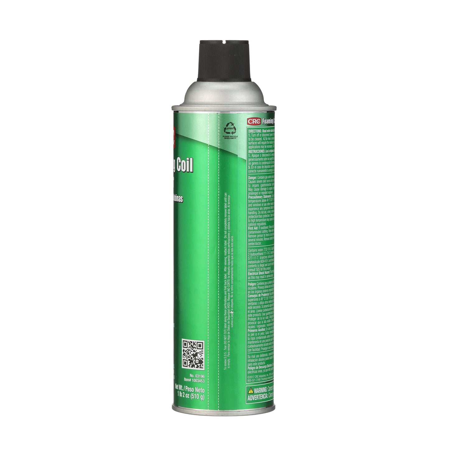CRC Foaming Coil Cleaner, 18 Wt Oz, Water-Based, Heavy-Duty Cleaner for Air Conditioning and Refrigeration Condensers, Aerosol Spray (Pack of 1)