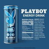 PLAYBOY Energy Drink - Razz Bunny (Blue Raspberry) - 12 Pack of 12oz Cans | Performance + Pleasure Energy | NextGen Lifestyle Drink
