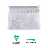 Eco-Products Compostable CPLA 6" Plastic Soup Spoons, Case of 1000, Disposable White Spoon, Plantware Cutlery, Renewable Material Made from Plants