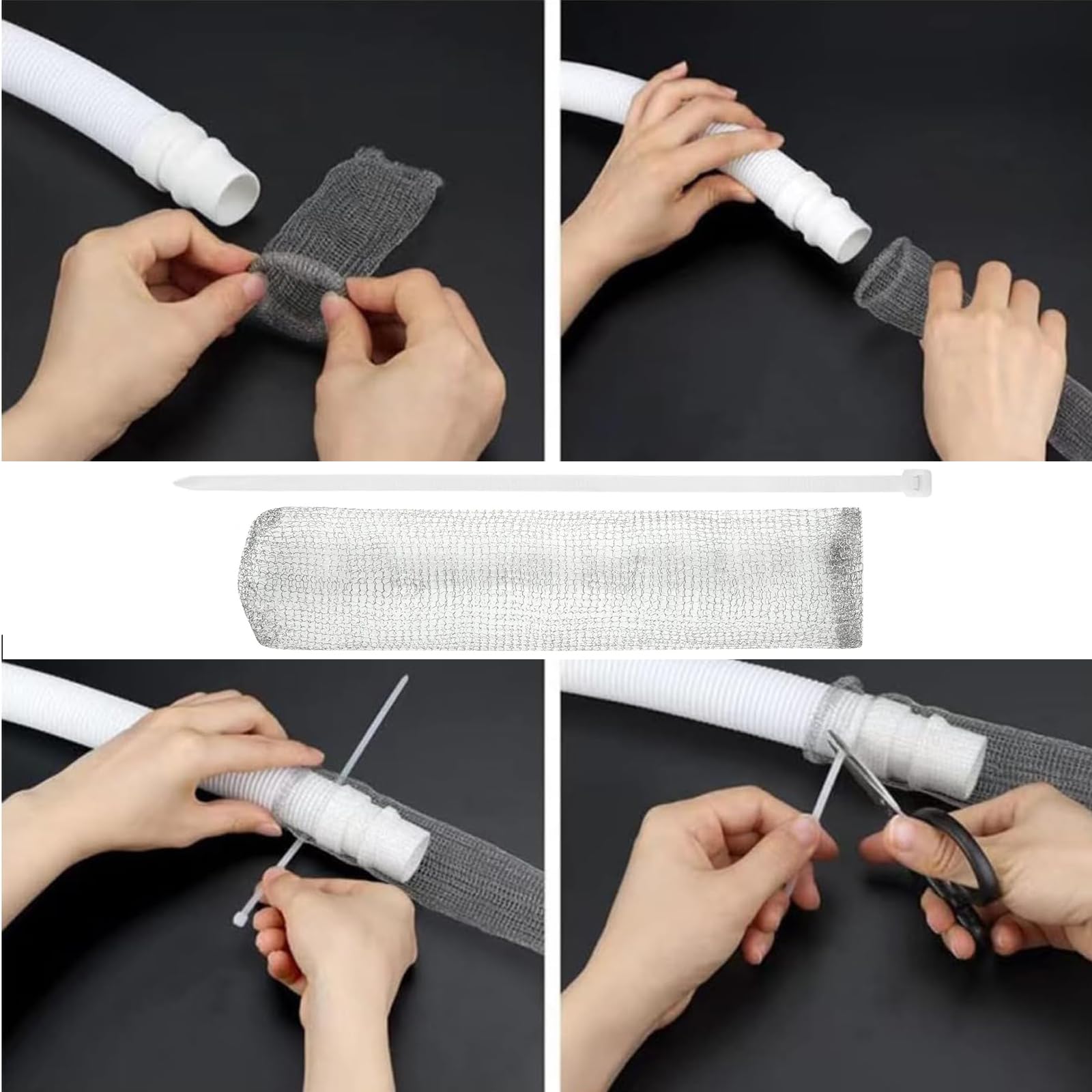 24Pcs Washing Machine Lint Trap Hose Filter, Mesh Drain Catcher, Washer Sock Lint Remover, Rust-Free Snare Laundry Filter with Nylon Cable Ties